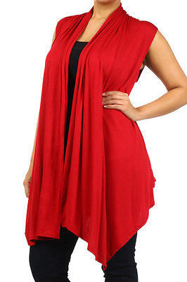 Plus Size Vest Women Open Front Asymmetrical New Wrap Sleeveless 1X 2X 3X Casual