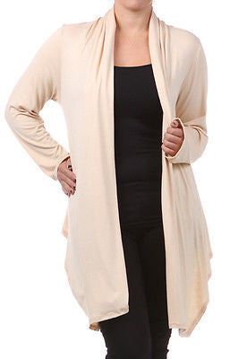 Plus Wrap Women Cardigan Open Front Asymmetrical Long Sleeve Casual New