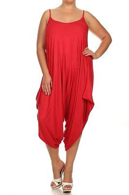 Plus Jumpsuit Romper Harem Tank Solid Pants Low Back New Women Casual
