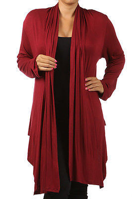 Plus Wrap Women Cardigan Open Front Asymmetrical Long Sleeve Casual New