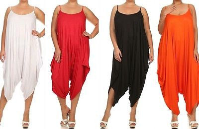 Plus Jumpsuit Romper Harem Tank Solid Pants Low Back New Women Casual