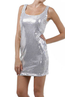 Dress Cocktail Mini Club Black Sequin Sheath Sparkling Scoop Neck Party