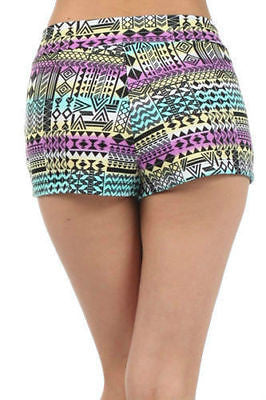 Shorts Aztec Indian Tribal Multi Color Printed Summer Stretch S M L New Fashion