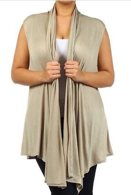 Plus Size Vest Women Open Front Asymmetrical New Wrap Sleeveless 1X 2X 3X Casual