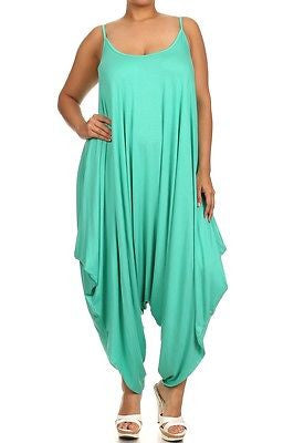 Plus Jumpsuit Romper Harem Tank Solid Pants Low Back New Women Casual