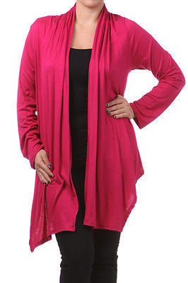Plus Wrap Women Cardigan Open Front Asymmetrical Long Sleeve Casual New