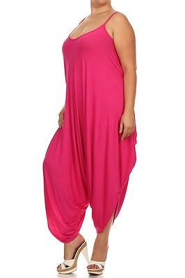 Plus Jumpsuit Romper Harem Tank Solid Pants Low Back New Women Casual
