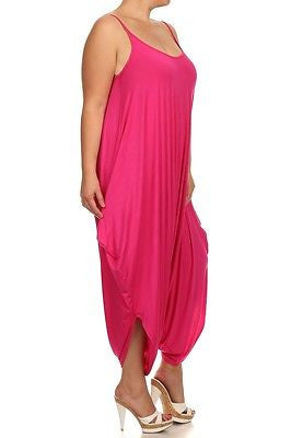 Plus Jumpsuit Romper Harem Tank Solid Pants Low Back New Women Casual