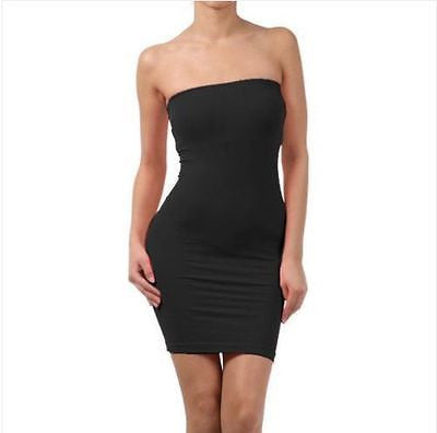 Dress Seamless Strapless Tube Neon Solid Stretch Sexy Bodycon Mini One Size