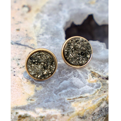 Boho Gold Mini Druzy Sparkling Stud Earrings