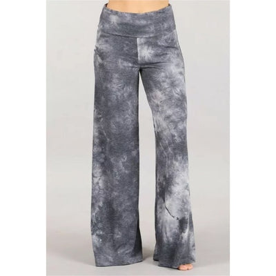 Gray Boho Wide Leg Relaxed Palazzo Lounge Pants Womens Casual