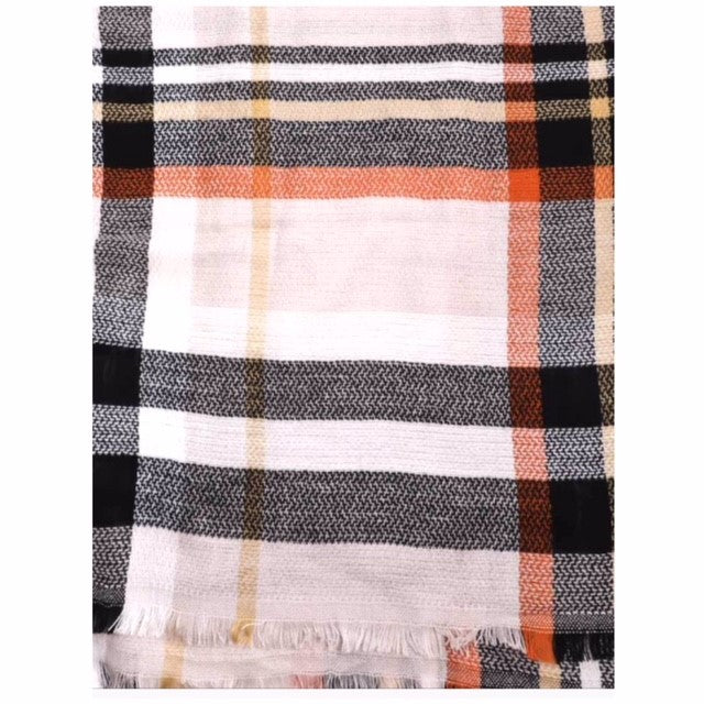 Autumn Love Multi Colored Plaid Oblong Scarf