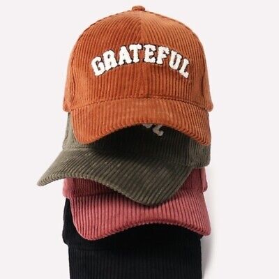 Burgundy Grateful Chenille Patch Corduroy Baseball Cap Fall Women's Hat