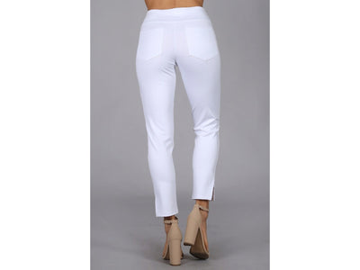 White Cropped Capri Stretch Control Waist Ponte Casual Pull On Pants Women's