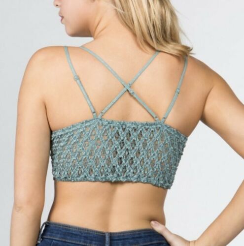 Dusty Coral Double Strap Scallop Crochet Lace Bralette Womens