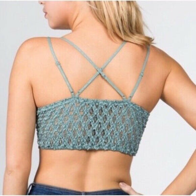 Dark Gray Double Strap Scallop Crochet Lace Bralette Womens