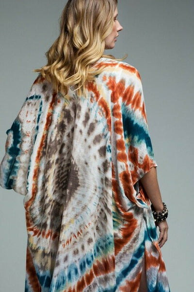 Coachella Bohemian Tie Dye Boho Gypsy Open Kimono Wrap Top Casual Womens