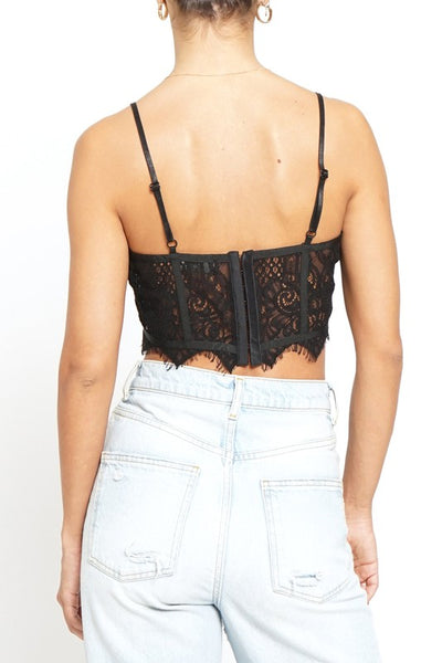 Black Eyelash Lace Cropped Bralette