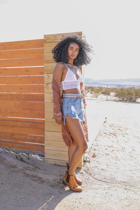 White Aztec Pattern Mesh Brami Bralette