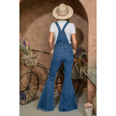 Denim Retro Vintage 70's Flared Bell Bottom Bohemian Casual Overalls Women's