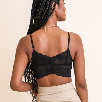 Black Butterfly Scalloped Lace Padded Bralette