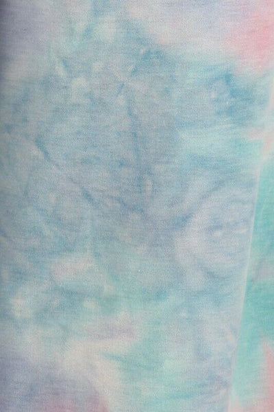 Aqua Pink Blue Tie Dye Wide Leg Palazzo Relaxed Fit Foldover Waist Lounge Pants