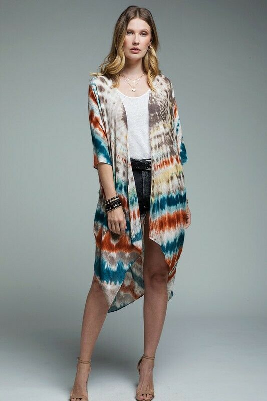 Coachella Bohemian Tie Dye Boho Gypsy Open Kimono Wrap Top Casual Womens