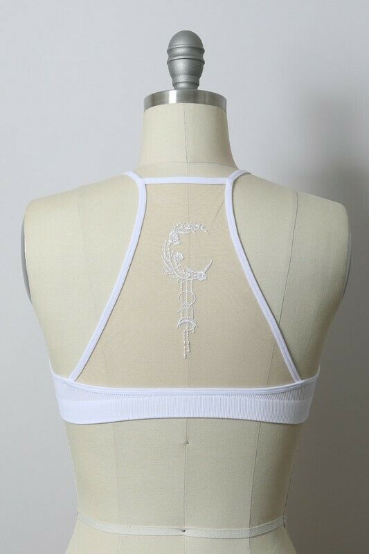 White Boho Crescent Moon Dream Catcher Tattoo Mesh Bralette Womens