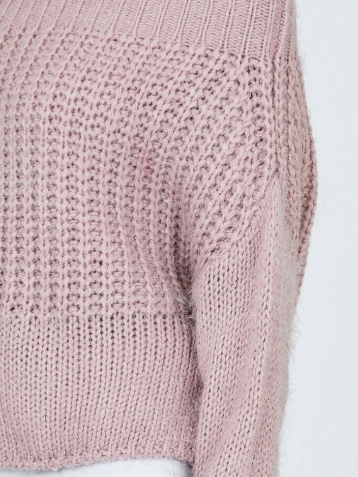 Blush Pink Off Shoulder Knit Long Sleeve Sweater Womens Casual