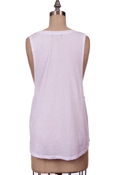 Tank Top Trendy Casual I Don't Stalk I Investigate Sleeveless White Printed